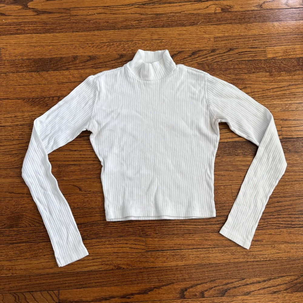 Brandy Melville crop mock neck white top